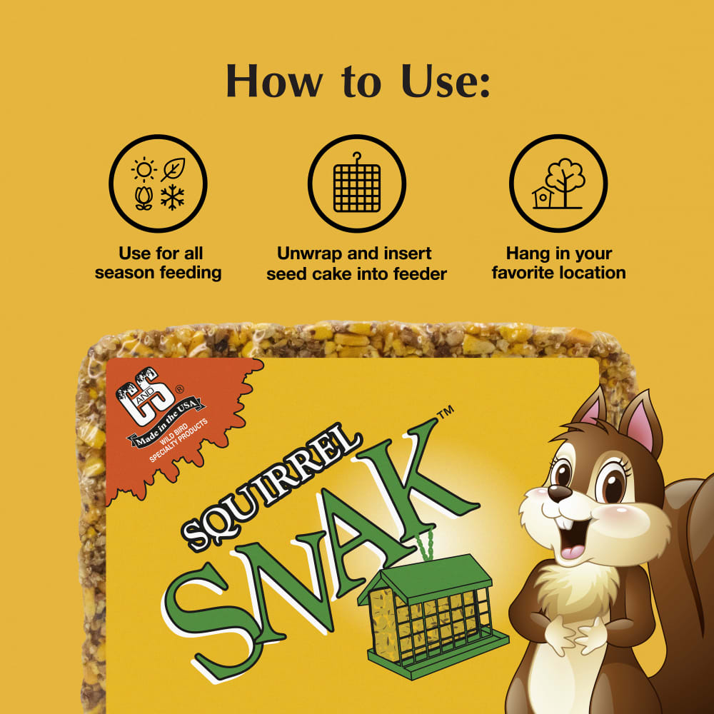 Directions for use for C&S Squirrel Snak seed cake