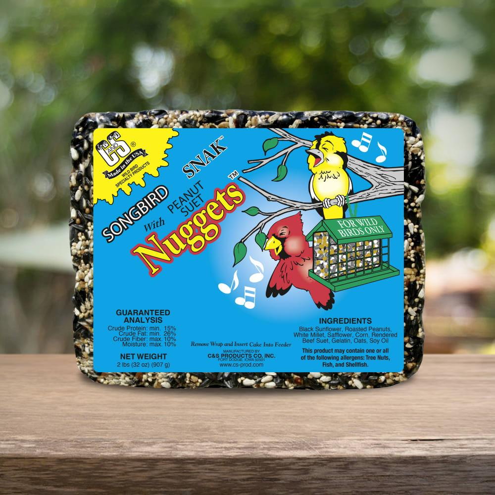 Up close shot of C&S Songbird Snak with Peanut Suet Nuggets