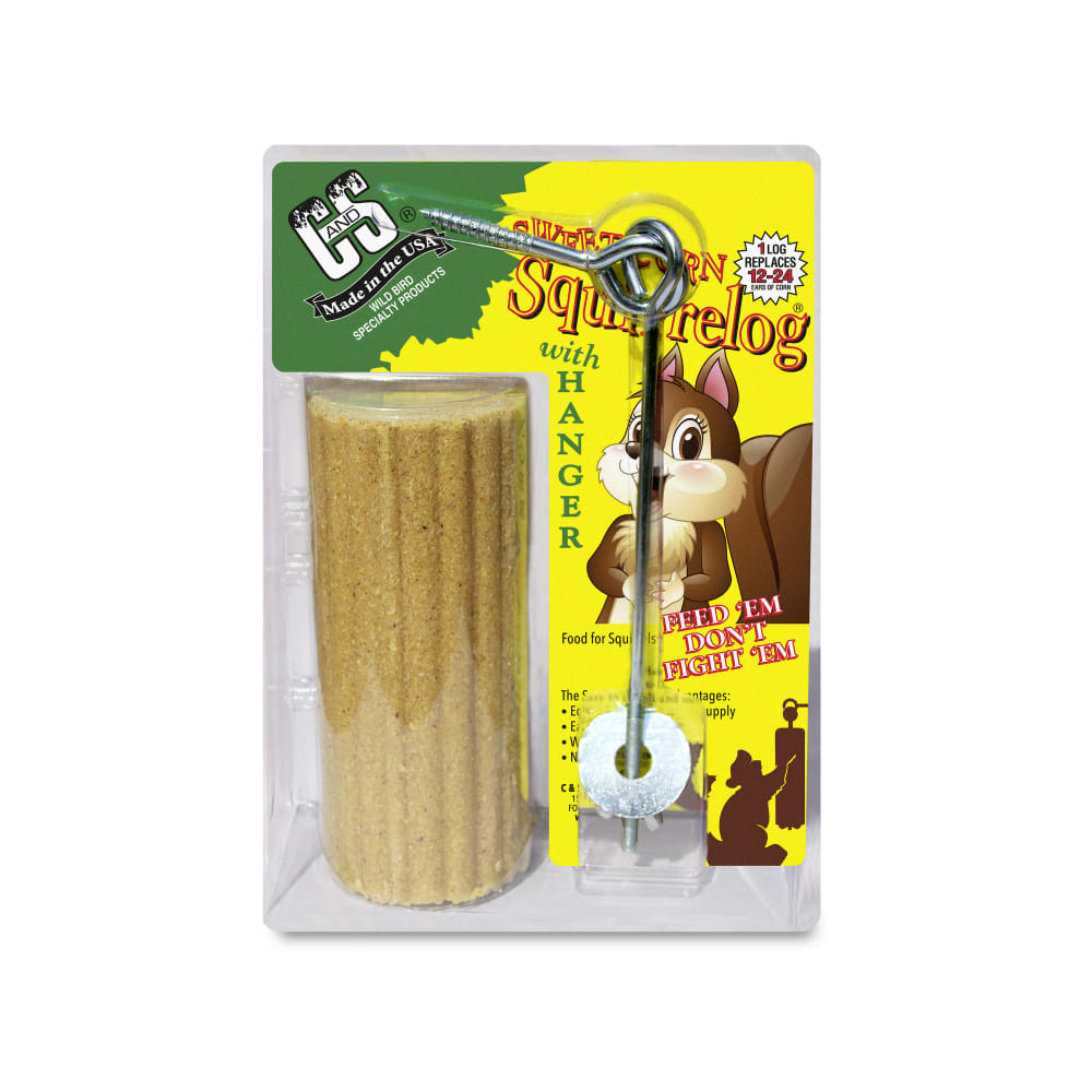 Retail packaging for C&S  Sweet Corn Squirrelog with hanger