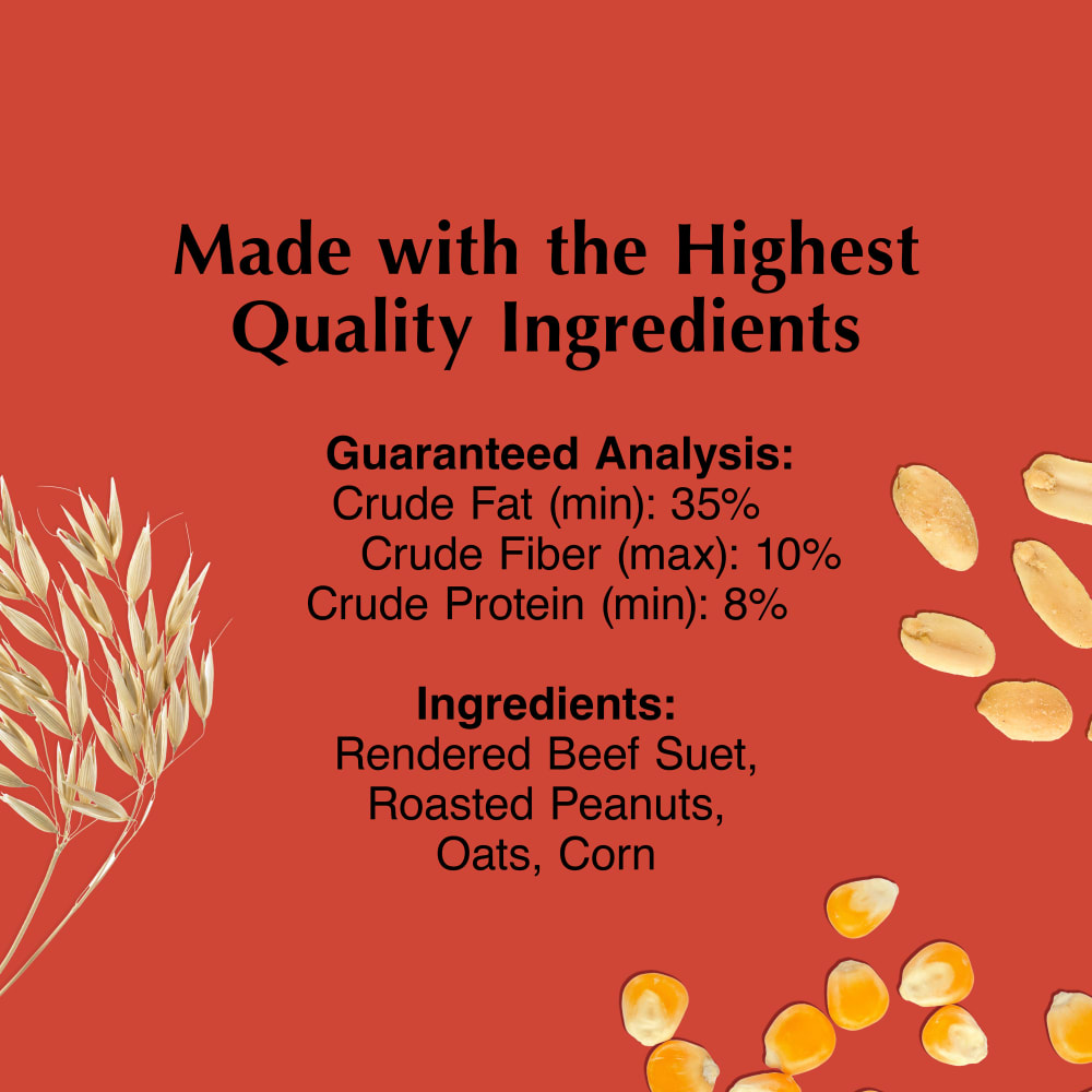 Infographic with a list of high-quality ingredients, fat, fiber and protein contents
