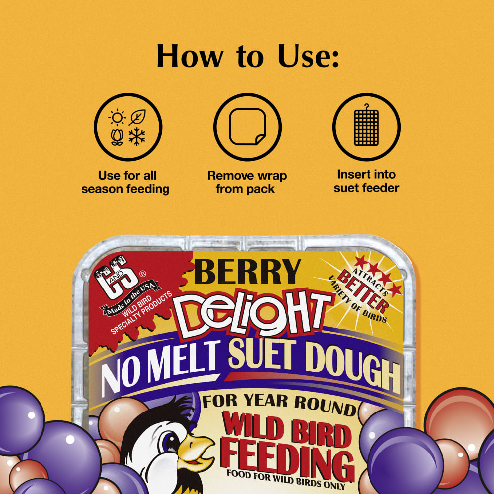 Directions for use for berry delight no melt suet dough