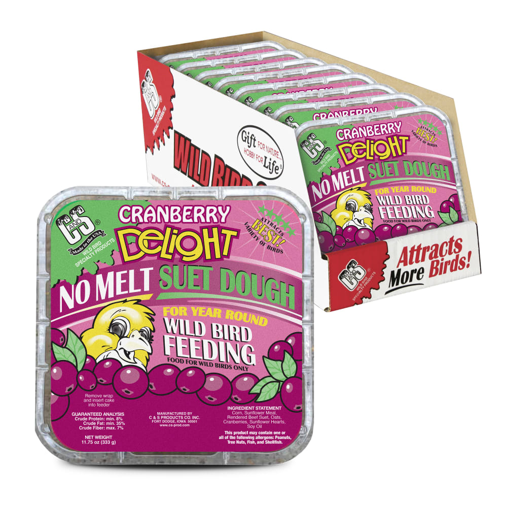 Retail packaging for C&S Cranberry Delight No Melt Suet Dough