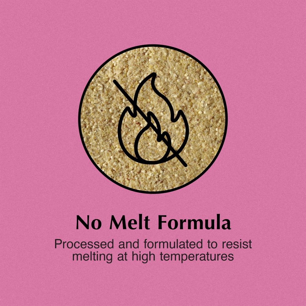 No melt formula processed and formulated to resist melting at high temperatures