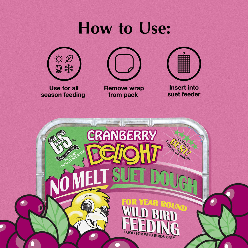 Directions for use fo C&S Cranberry Delight No Melt Suet Dough