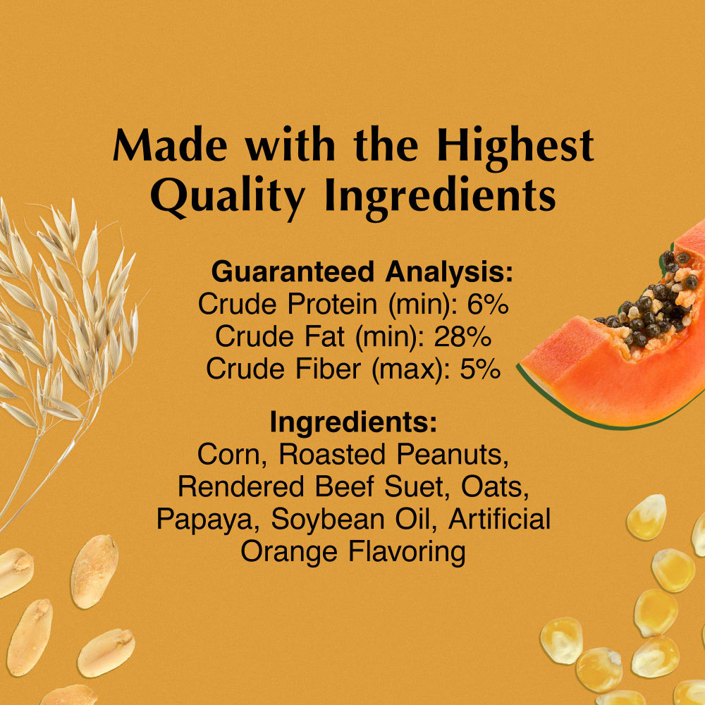 Infographic with a list of high-quality ingredients, fat, fiber and protein contents