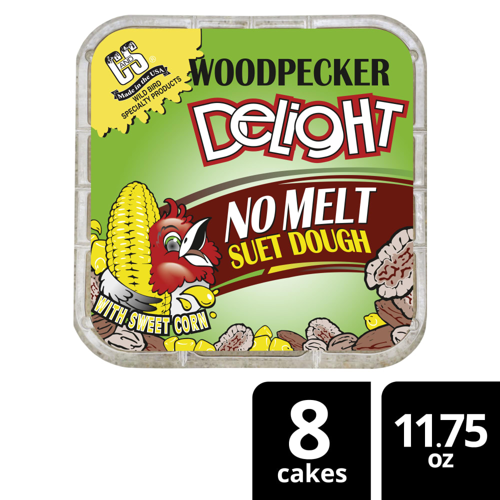 Retail packaging for C&S woodpecker delight no melt suet dough