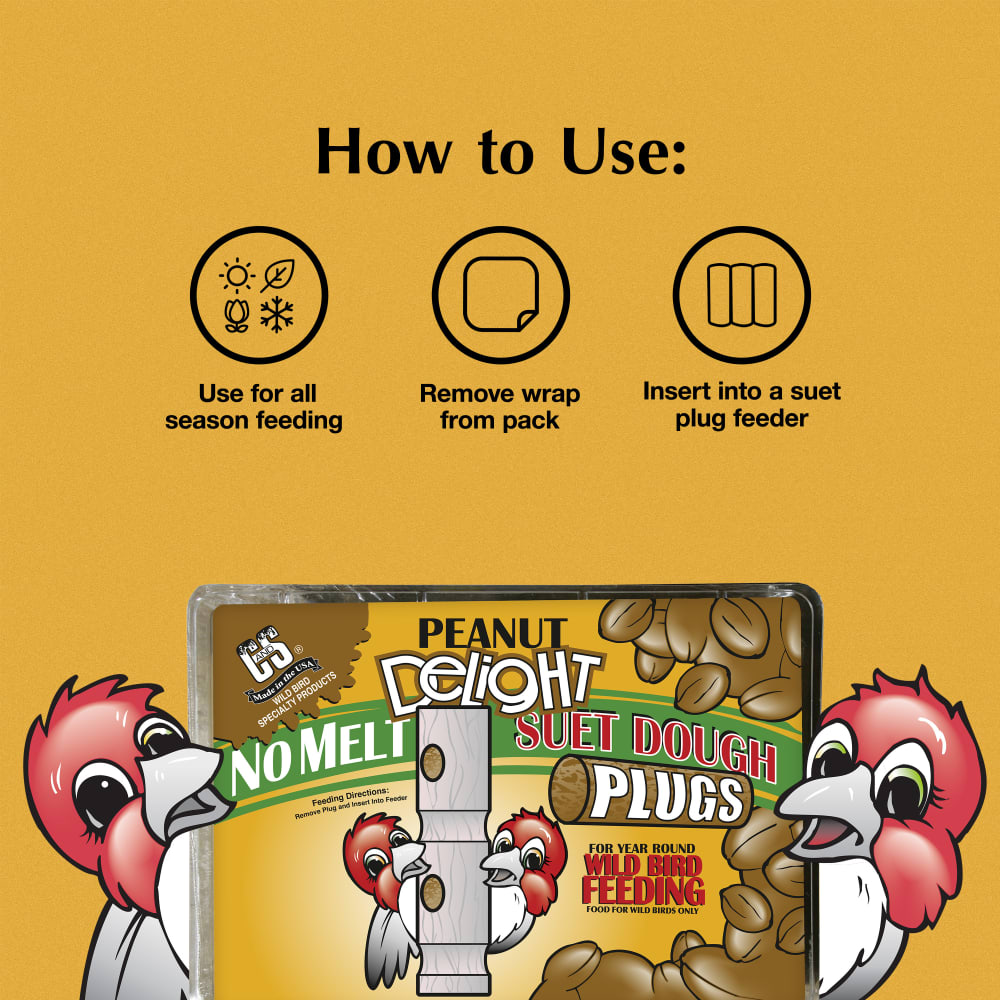 Directions for use for C&S Peanut Delight No Melt Suet Dough Plug