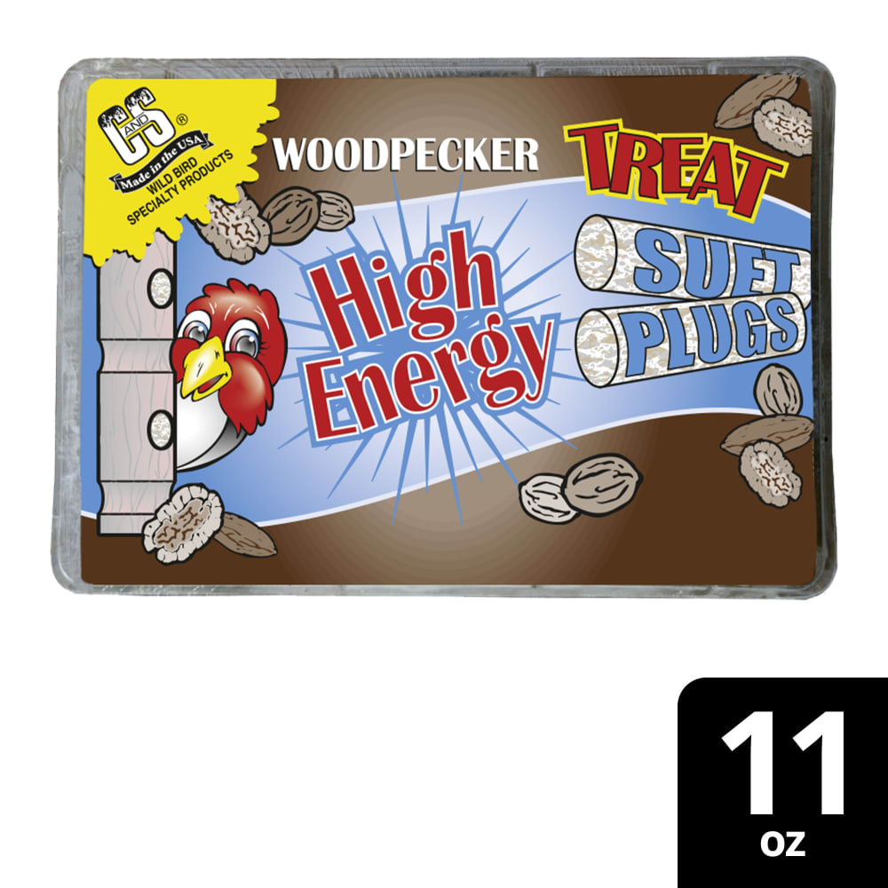 Retail packaging for C&S Woodpecker Treat Suet Plug