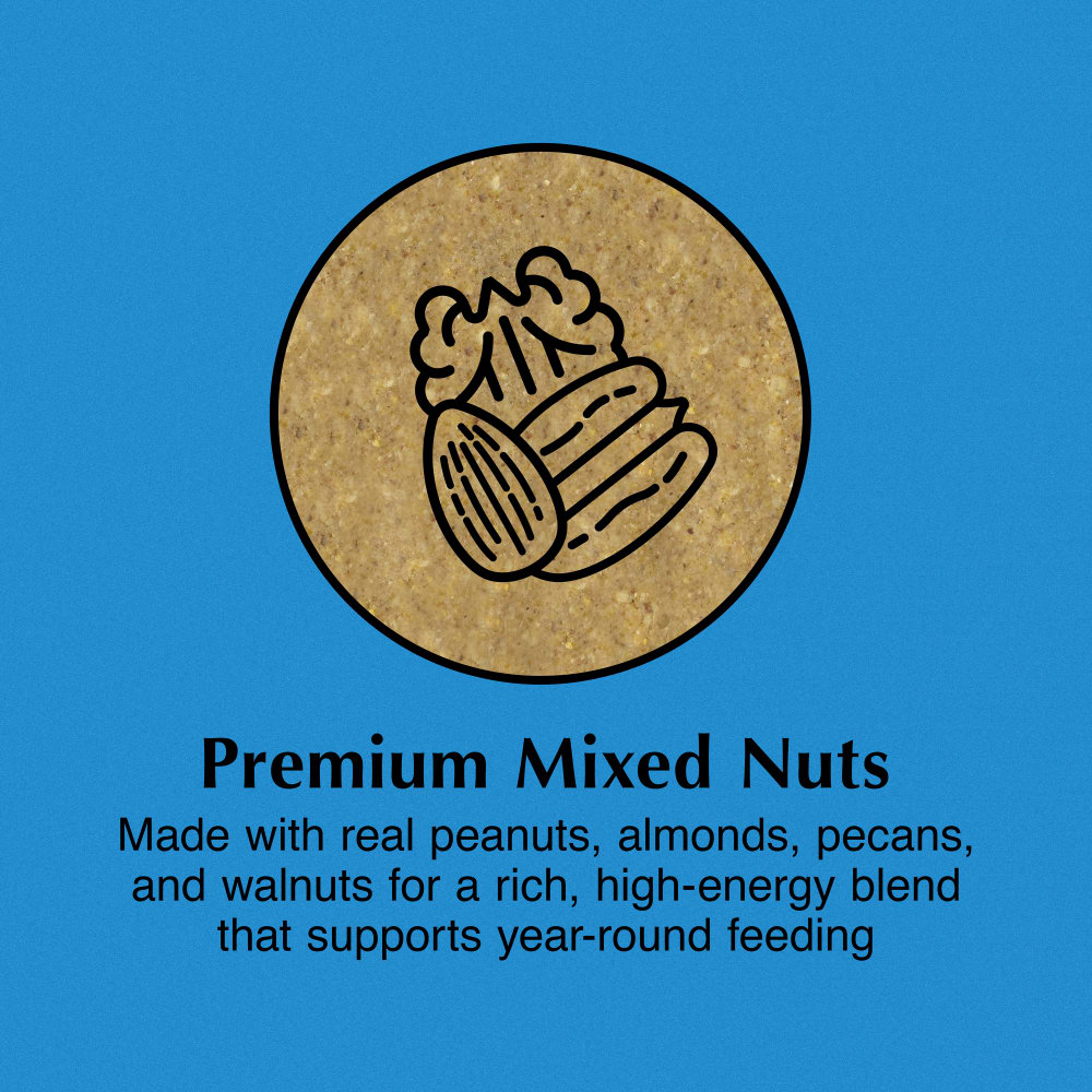 Premium Mixed Nuts. Made with real peanuts, almonds, pecans and walnuts.