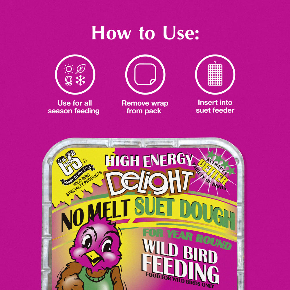 Feeding directions for the C&S High Energy Delight No Melt Suet Dough