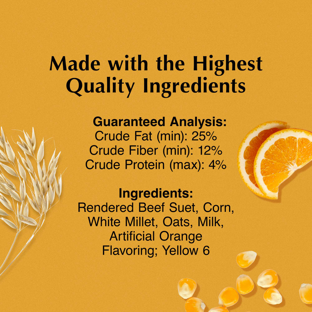 Infographic with a list of high-quality ingredients, fat, fiber and protein contents