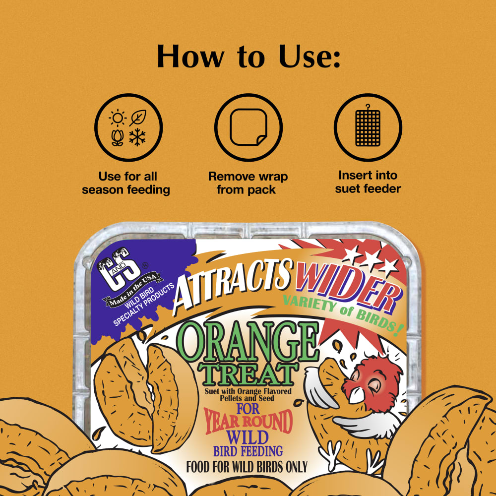 Feeding directions for the C&S Orange Suet Treat