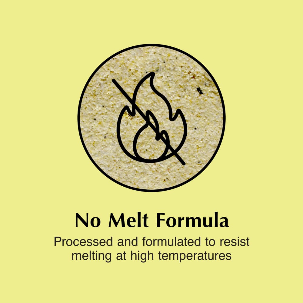 No melt formula processed and formulated to resist melting at high temperatures