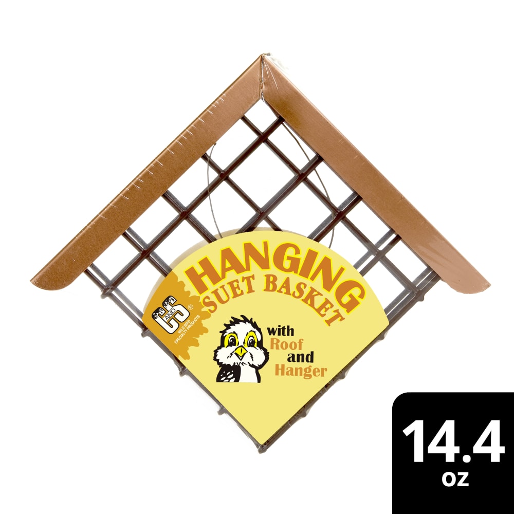 Retail packaging for C&S Hanging Suet Basket with Roof and Hanger
