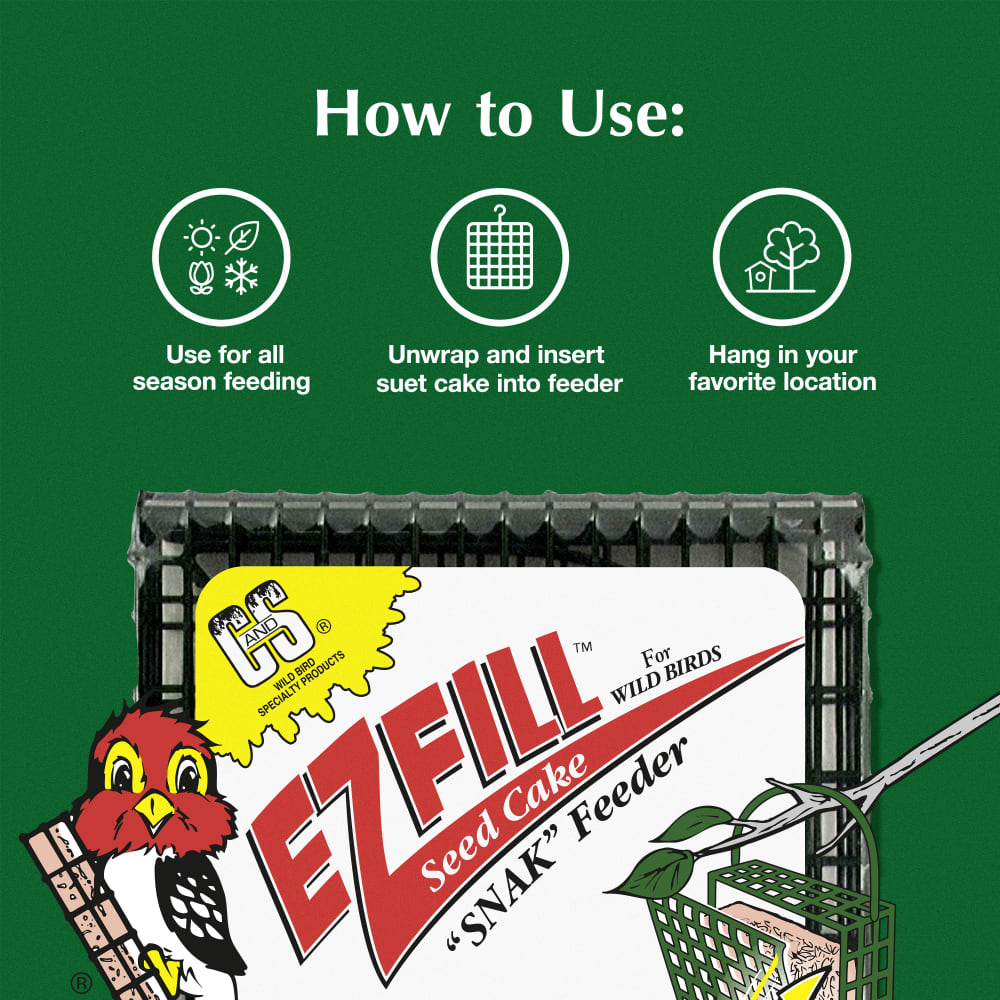 Directions for use for C&S EZ Fill Seed Cake Snak Feeder